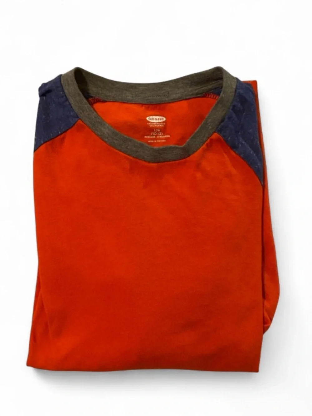 Old Navy Orange Body Long Sleeve Tee with Blue Raglan Sleeves